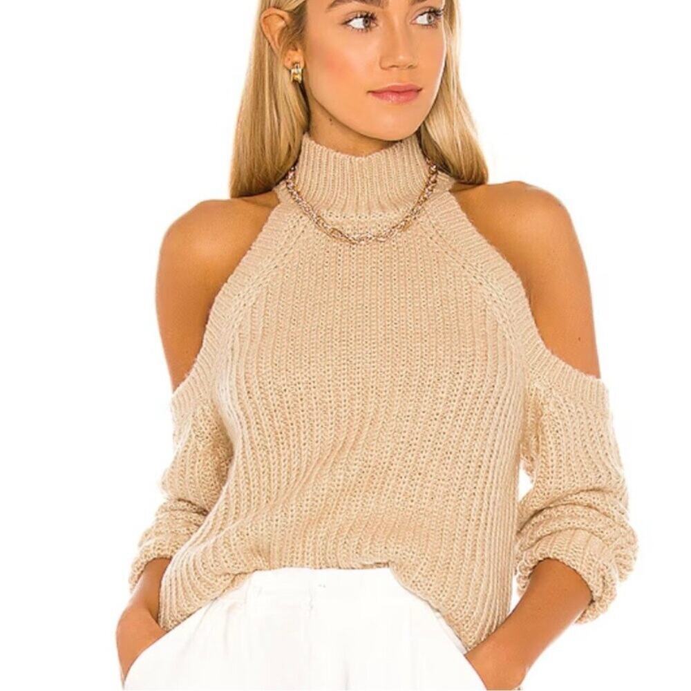 Majorelle Estrid Cold Shoulder Sweater in "Camel" Tan Size M